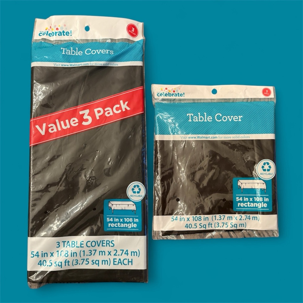 🍒4/$15 NWT Celebrate Black Rectangle Table Covers Value 4 Pack